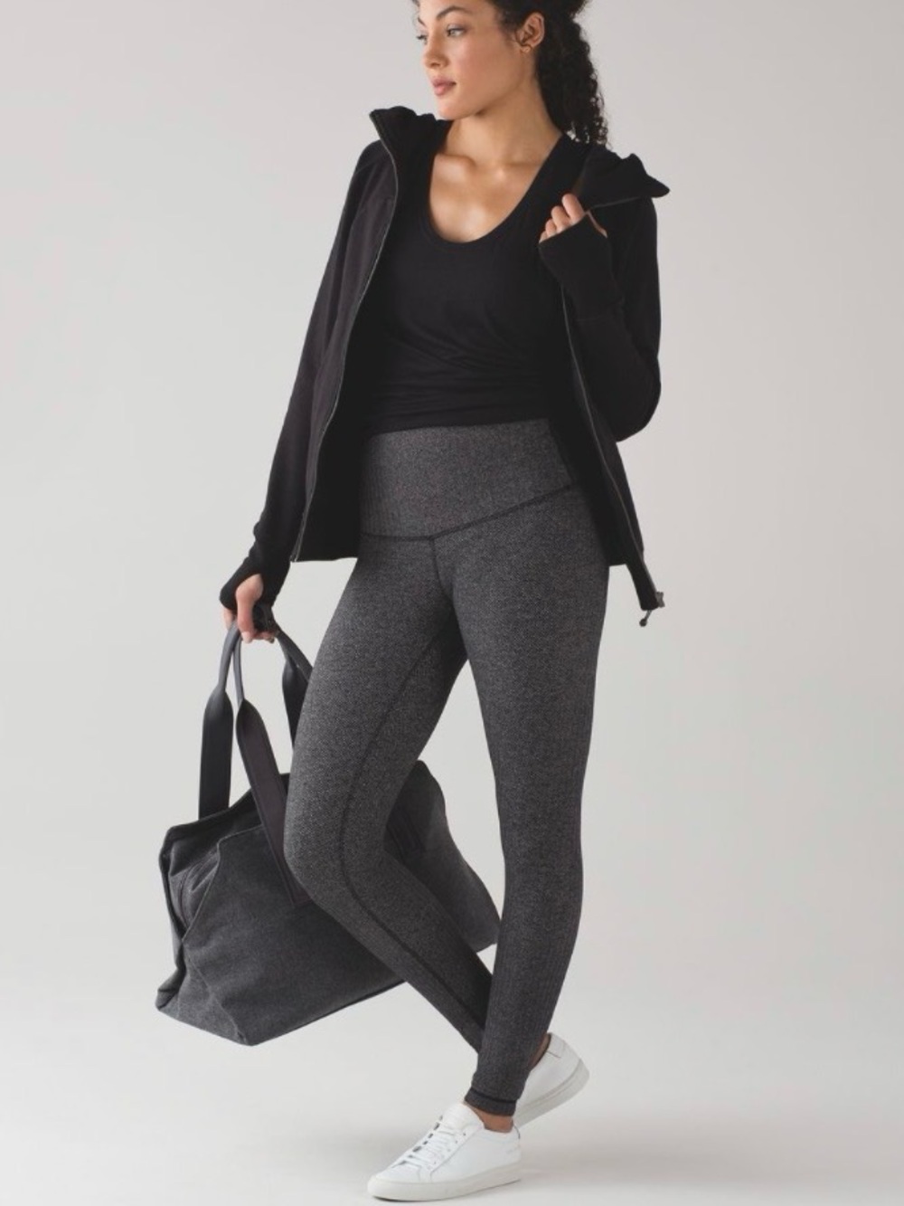 Lululemon Wunder Under Low Rise Herringbone Black Gym Yoga Leggings Size 8